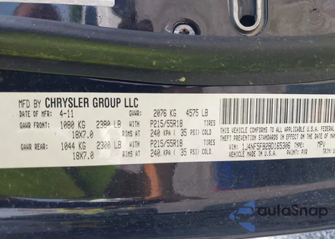 2011 Jeep Compass Limited из США, поврежденный, VIN 1J4NF5FB2BD165306